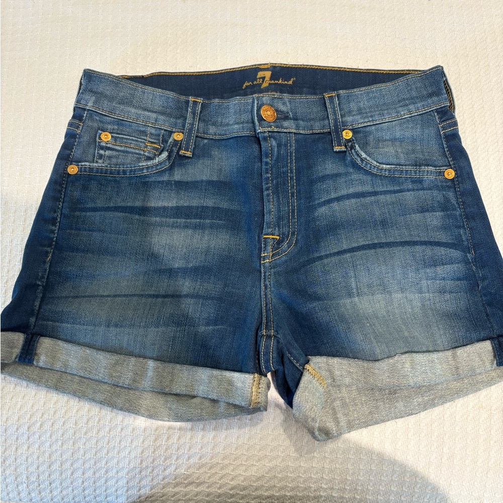 7 For All Mankind Women's Dark Blue Jean Shorts